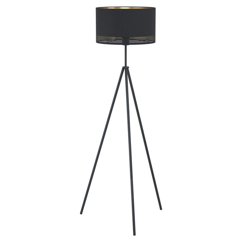 Zwarte moderne driepoot vloerlamp, Niko, staal