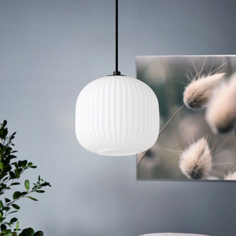 Witte retro hanglamp glas, Elvera