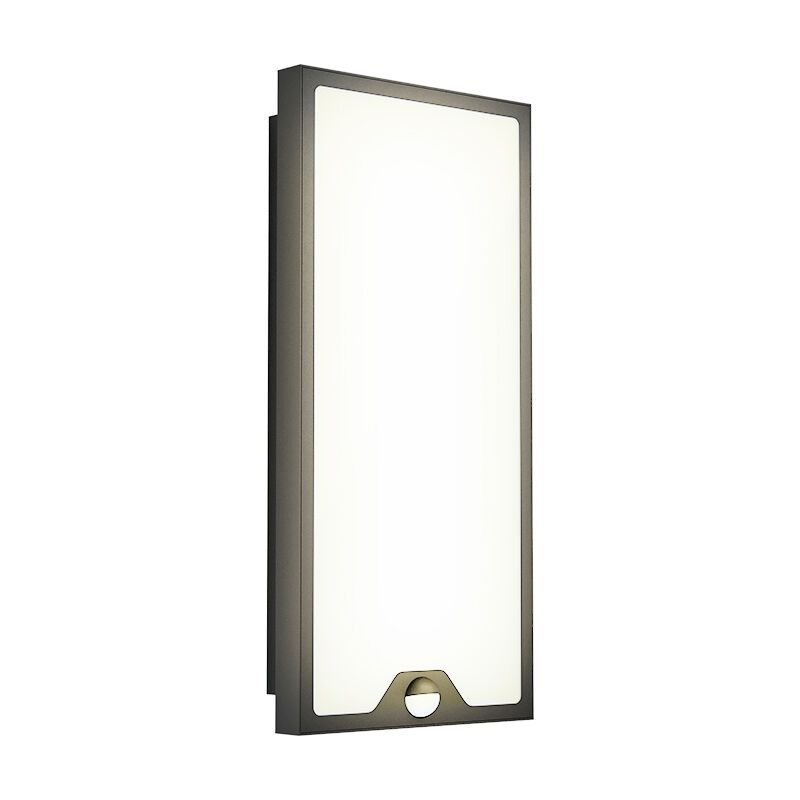Zwarte moderne buitenlamp met bewegingssensor, Lydian, staal, met bewegingssensor
