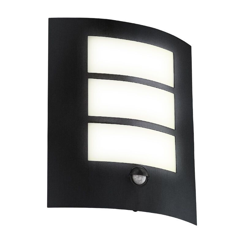 Zwarte moderne buiten wandlamp met bewegingssensor staal, Elyana, IP44