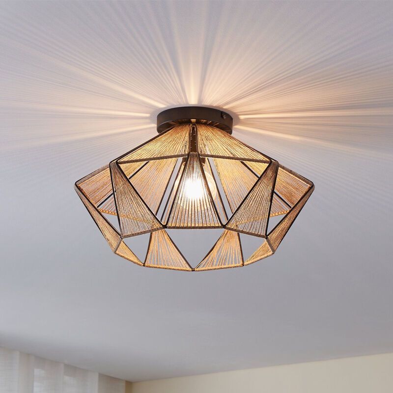 Bruine landelijke plafondlamp staal, Yessica