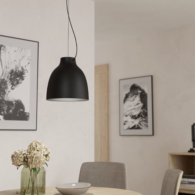 Zwarte industriële hanglamp aluminium, Thijs