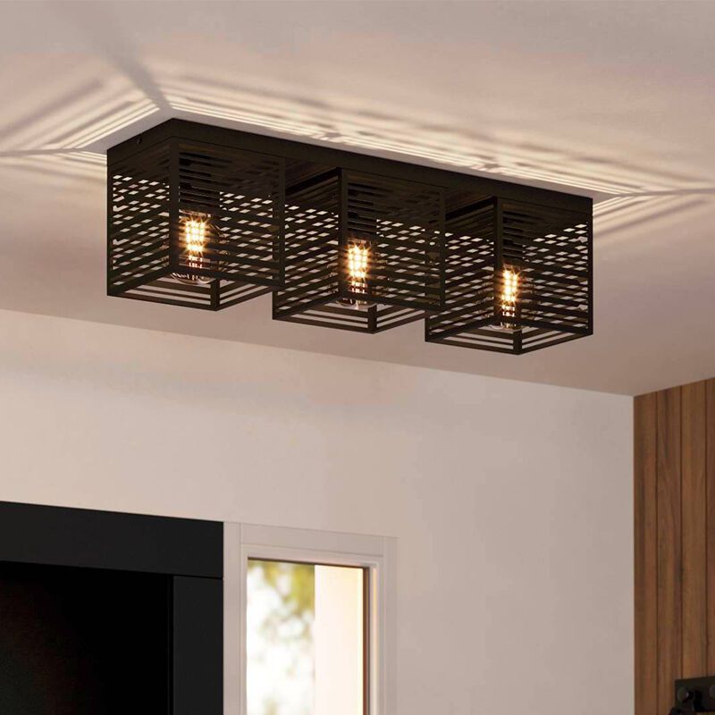 Zwarte industriële plafondlamp aluminium, Lennaert