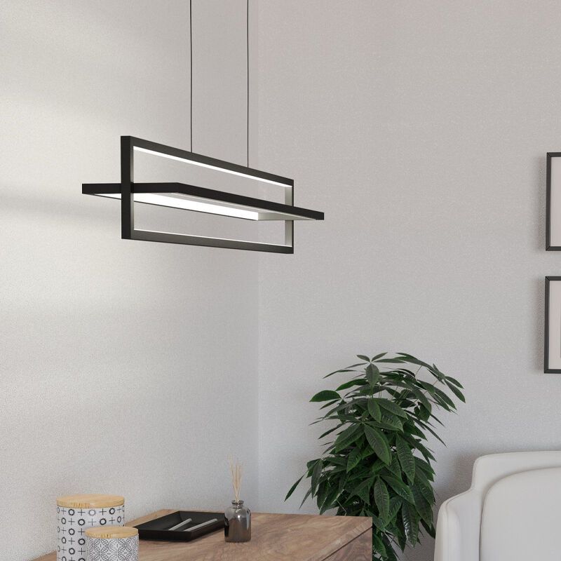 Zwarte moderne hanglamp aluminium, Lianne, 34W, warm tot koud wit verstelbare LED, 3-staps dimbaar