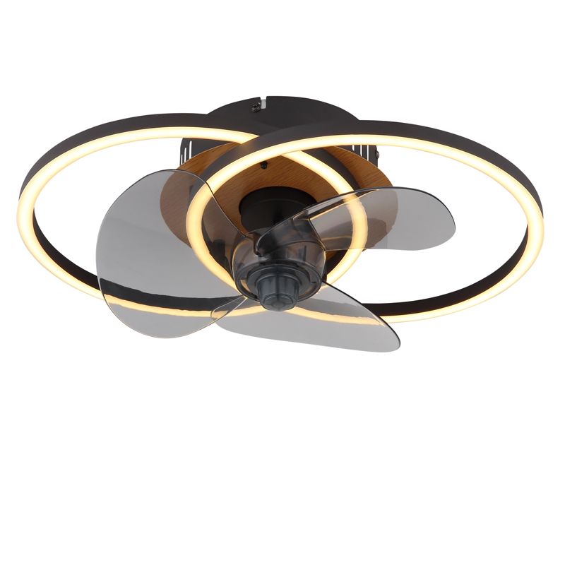 Zwarte design plafondventilator metaal, Leif, 24W, warm tot koud wit verstelbare LED, met afstandsbediening