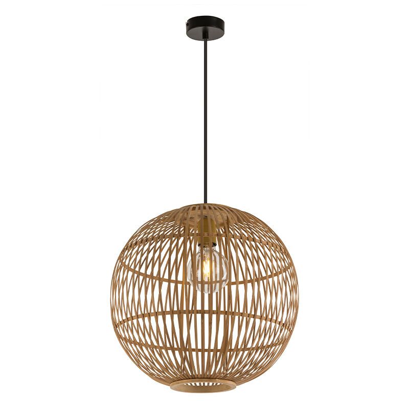 Landelijke hanglamp Terry, bruin, rotan Landelijke hanglamp Terry, bruin, rotan
