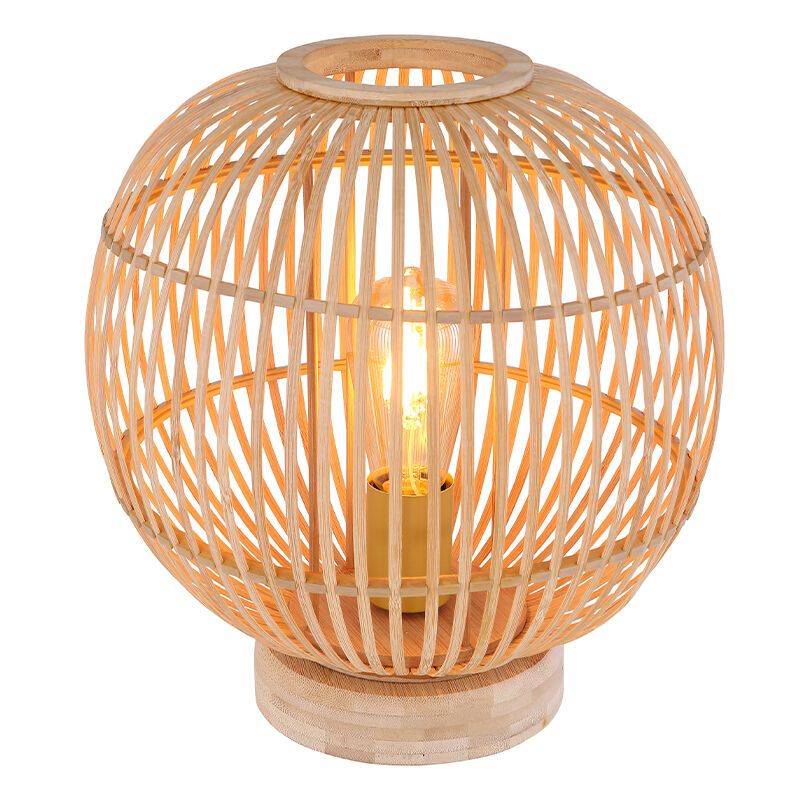 Landelijke tafellamp Terry, bruin, rotan