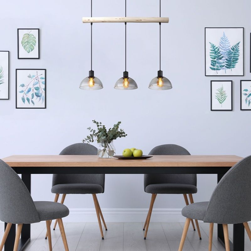 Zwarte industriële hanglamp hout, Lusanne Zwarte industriële hanglamp hout, Lusanne