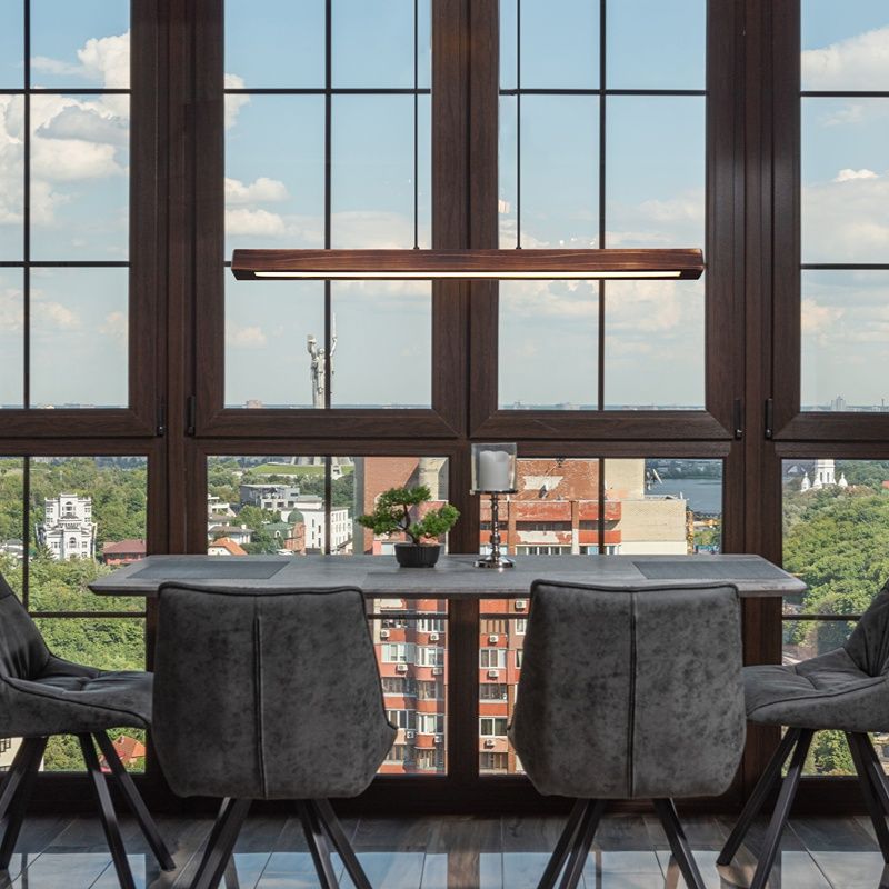 Bruine moderne hanglamp hout, Timber, 28W, 3000K LED Bruine moderne hanglamp hout, Timber, 28W, 3000K LED