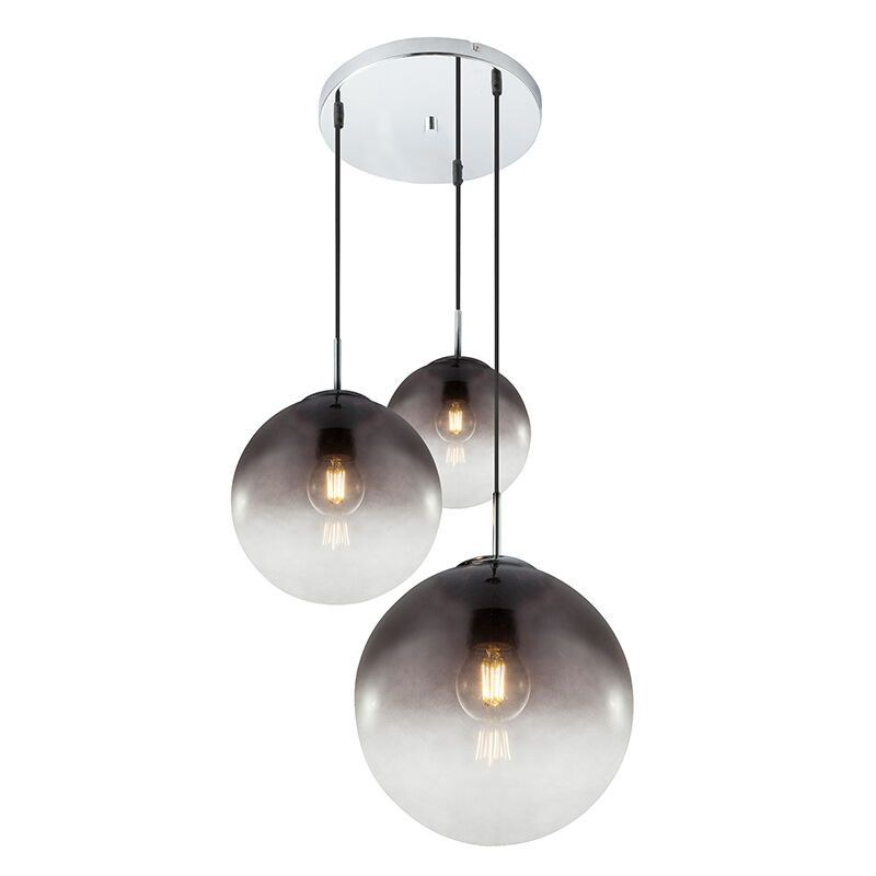 Design eettafel hanglamp Novia, chroom, glas Design eettafel hanglamp Novia, chroom, glas