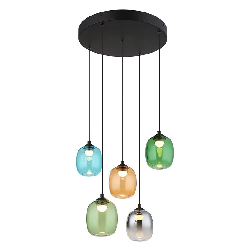 Veelkleurige design eettafel hanglamp glas, Karsten, 27W, 3000K LED, 3-staps dimbaar