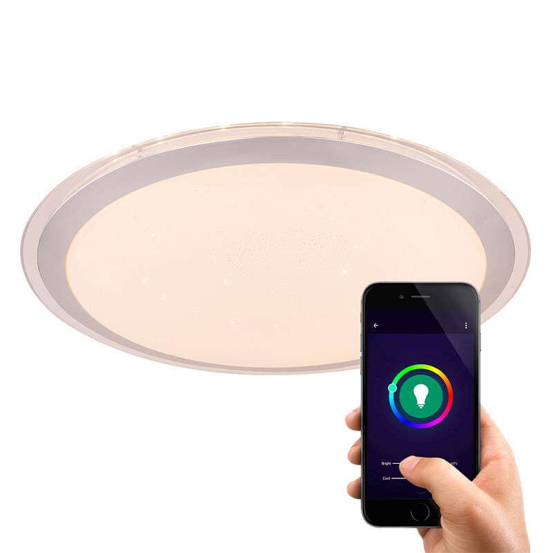 Smart plafondlamp Vinay, wit, metaal, RGBW (alle kleuren + wit) LED