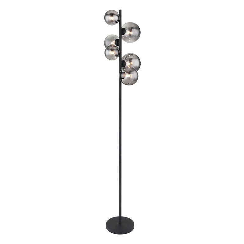 Design vloerlamp Melinda, zwart, rookglas