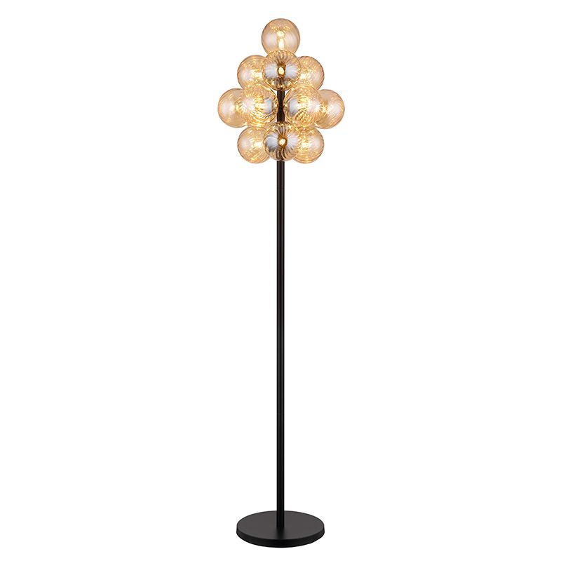 Amberkleurige retro vloerlamp glas, Ozan, met schakelaar