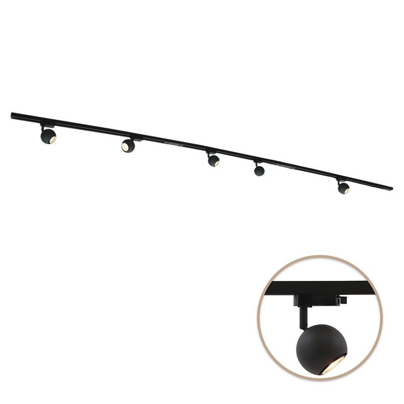 3M zwart 1-fase railverlichting systeem + 5 Alco railspots