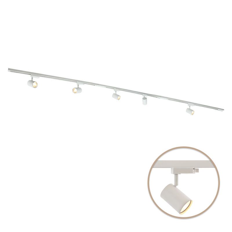 3M wit 1-fase railverlichting systeem + 5 Elena railspots 3M wit 1-fase railverlichting systeem + 5 Elena railspots