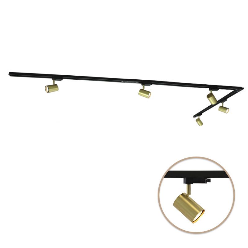 3M messing 1-fase railverlichting systeem met hoekstuk + 5 Elena railspots