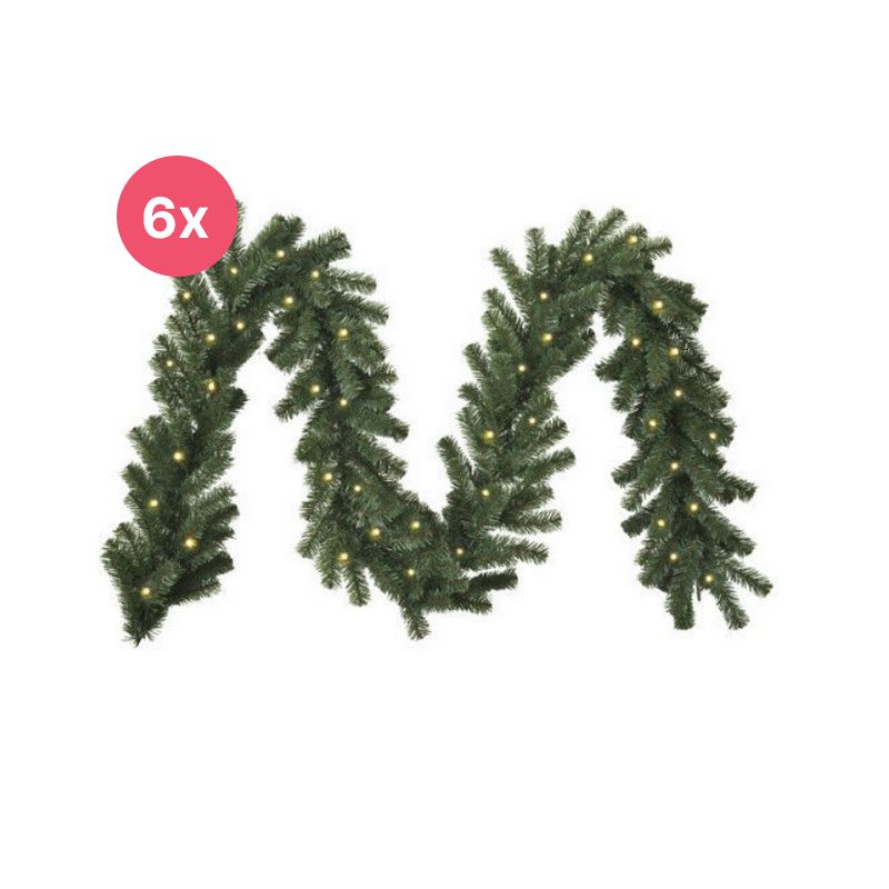 6x 270 cm guirlande, 30 cm dik, 50 leds, koppelbaar