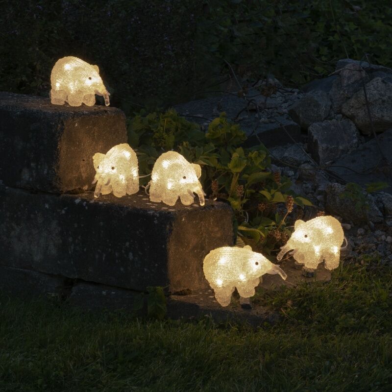 5 LED olifanten, voor binnen en buiten
