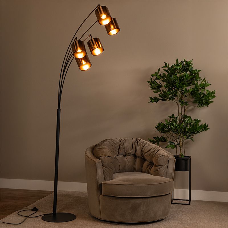 Roestkleurige vloerlamp modern, Rankos, met schakelaar