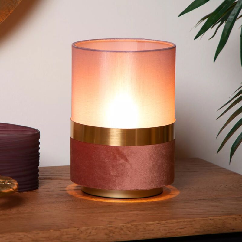 Roze retro tafellamp, Tusse, stof Roze retro tafellamp, Tusse, stof