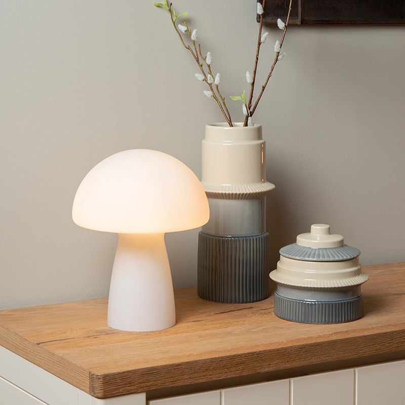 Witte tafellamp modern, Fungo, met schakelaar