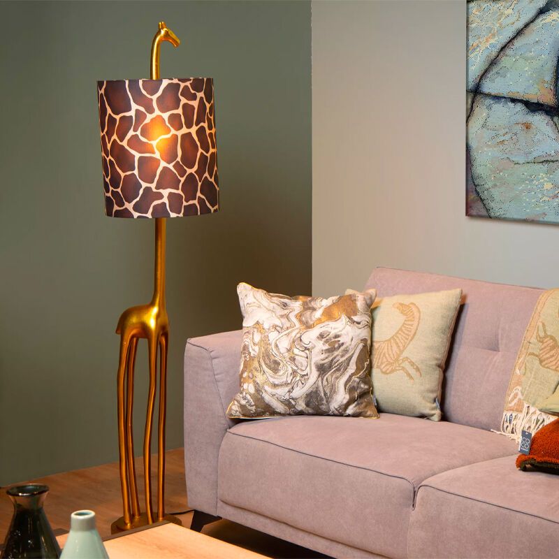 Gouden retro vloerlamp, Extravaganza Miss Tall, stof