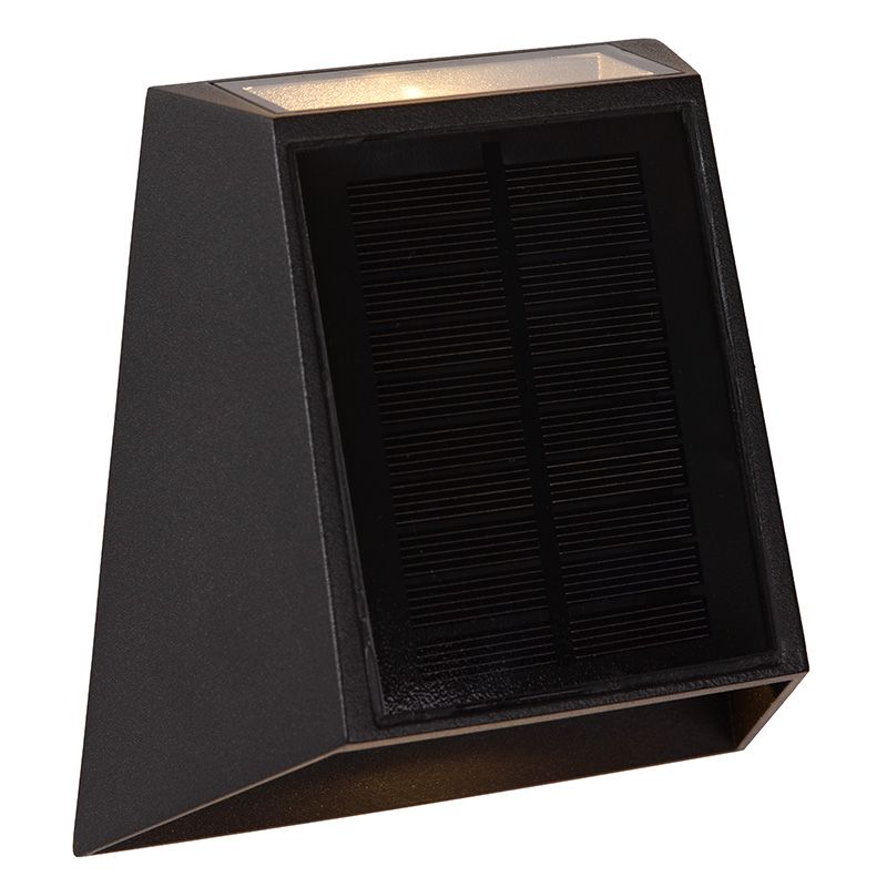 Zwarte buiten wandlamp op zonne-energie modern, Luton, 1W, 2700K LED, IP54