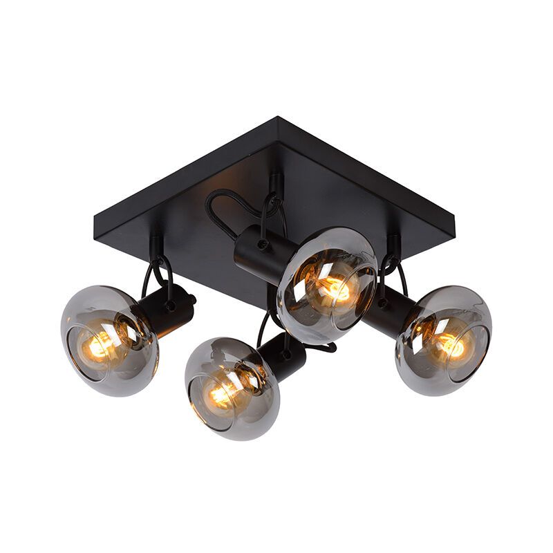 Zwarte moderne plafondspot, Madee, glas