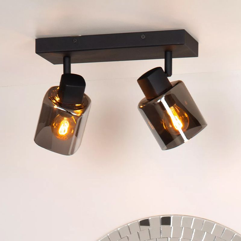 Zwarte klassieke plafondspot, Alion, glas