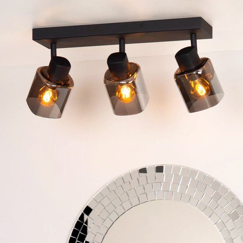 Zwarte klassieke plafondspot, Alion, glas