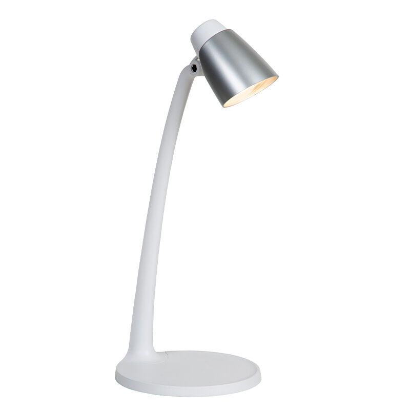 Witte bureaulamp klassiek, Ludo, 4,5W, 3000K LED, met schakelaar Witte bureaulamp klassiek, Ludo, 4,5W, 3000K LED, met schakelaar
