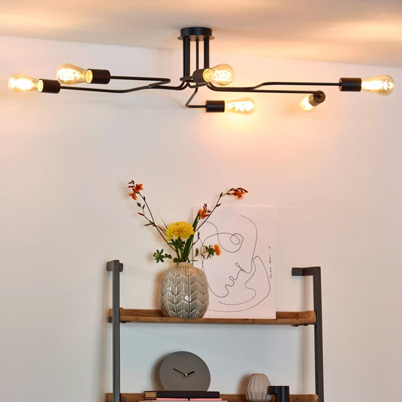 Zwarte plafonniere Lester, Hoekvormig