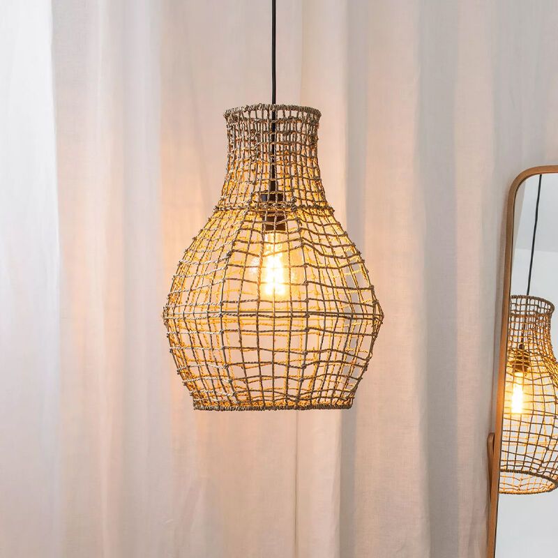 Bruine hanglamp Alban, rotan Bruine hanglamp Alban, rotan