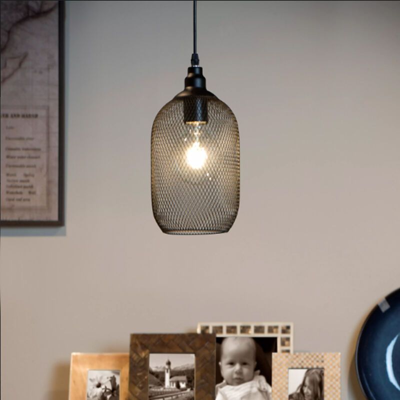 Retro hanglamp Mesh, Zwart