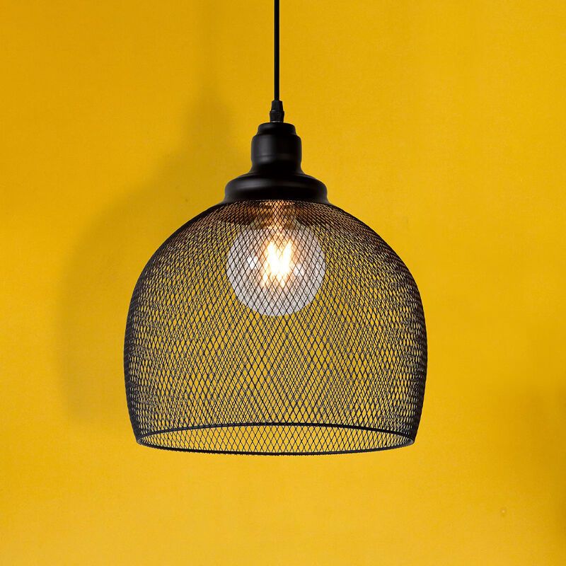 Retro hanglamp Mesh, Zwart