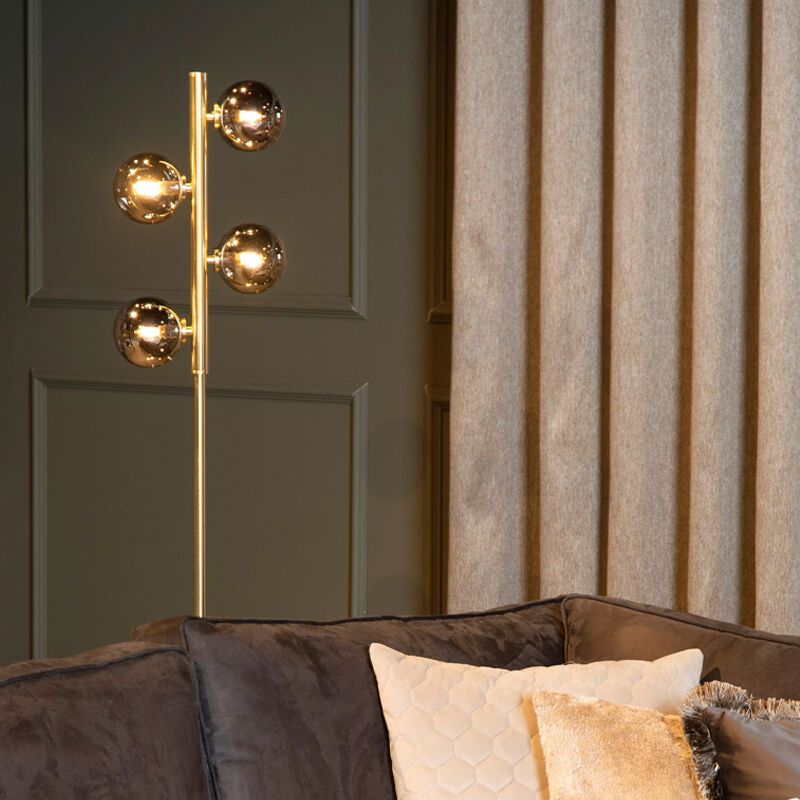 Retro vloerlamp Tycho, goud