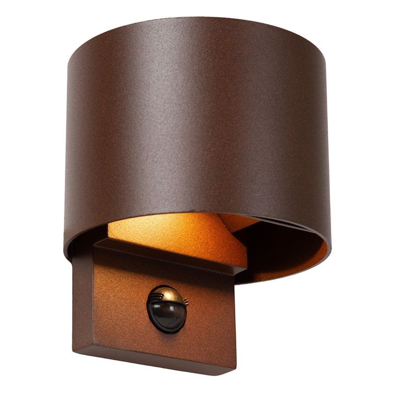 Roestkleurige buiten wandlamp met bewegingssensor modern, Tadzio, 7W, 4000K LED, IP65