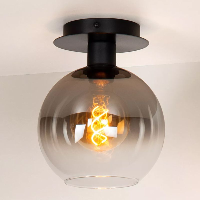 Zwarte retro plafonniere, Marius, glas