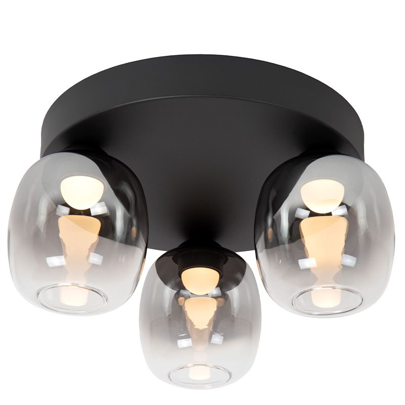 Grijze plafonnière rookglas, Tamino, 5,6W, 3000K LED
