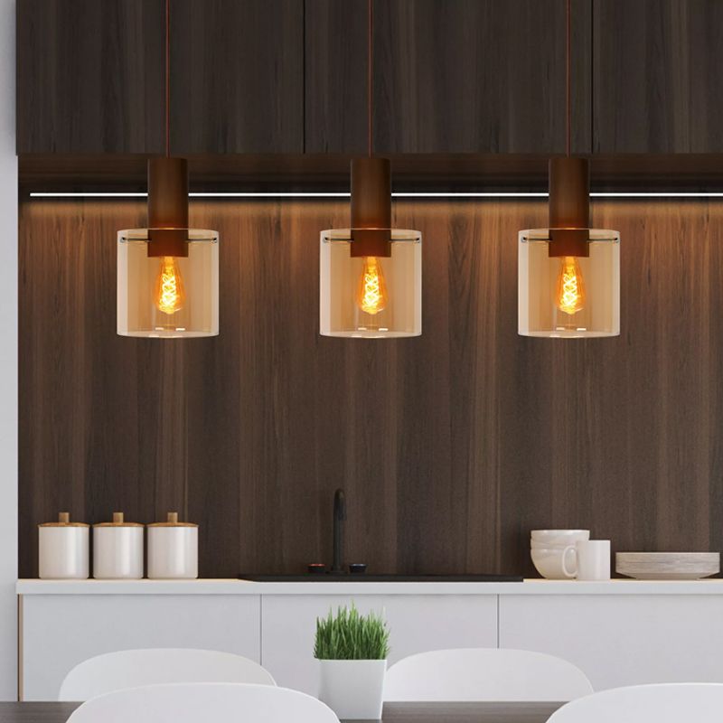 Amberkleurige hanglamp Toledo, aluminium