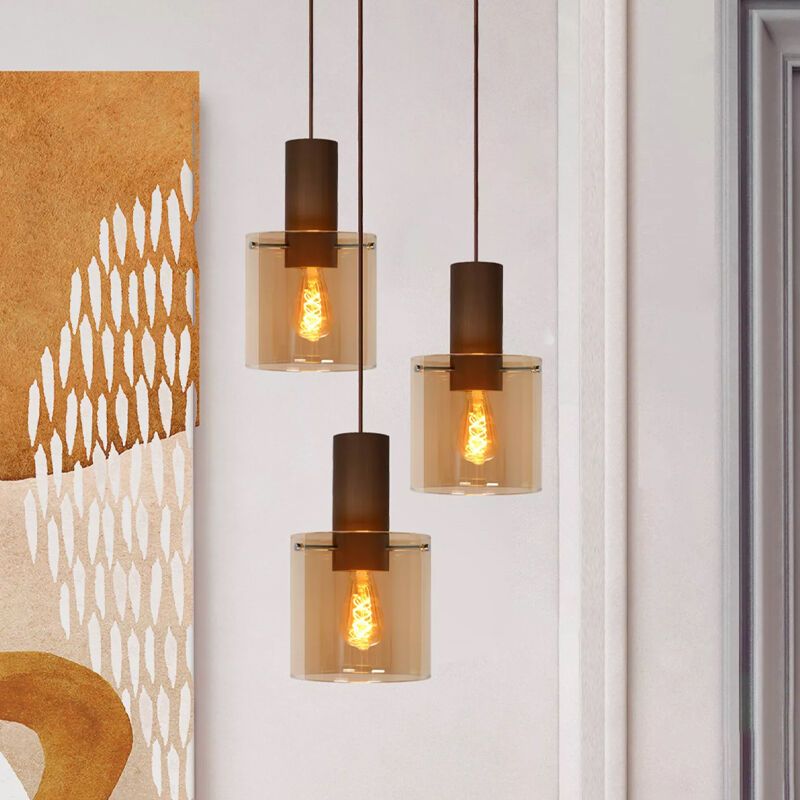 Amberkleurige hanglamp Toledo, aluminium