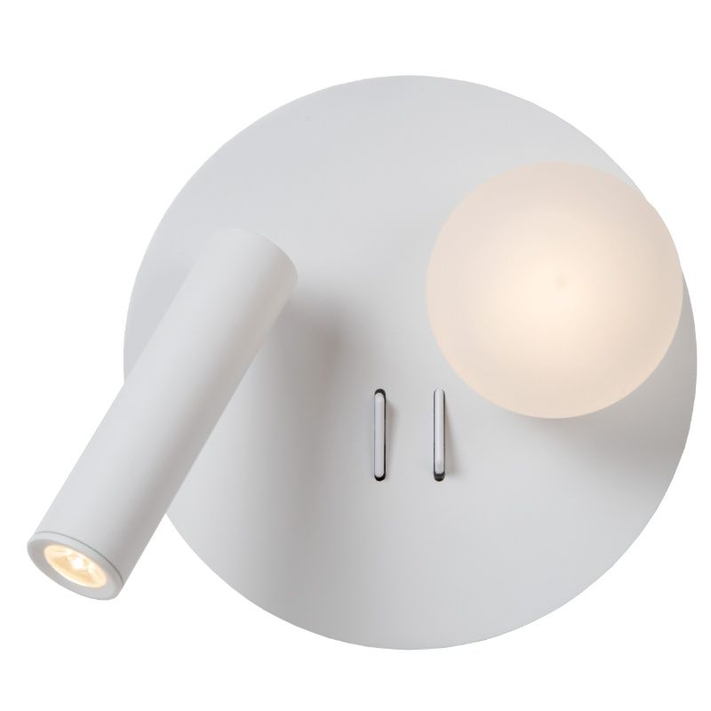 Witte bedlamp modern, Matiz, 3,5W, 3000K LED, met schakelaar Witte bedlamp modern, Matiz, 3,5W, 3000K LED, met schakelaar