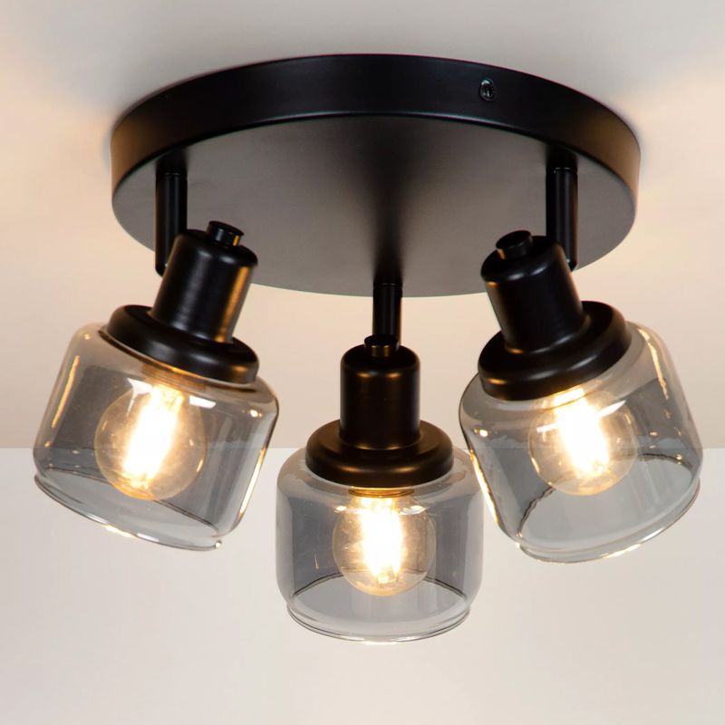 Zwarte klassieke plafondspot, Bjorn, glas Zwarte klassieke plafondspot, Bjorn, glas