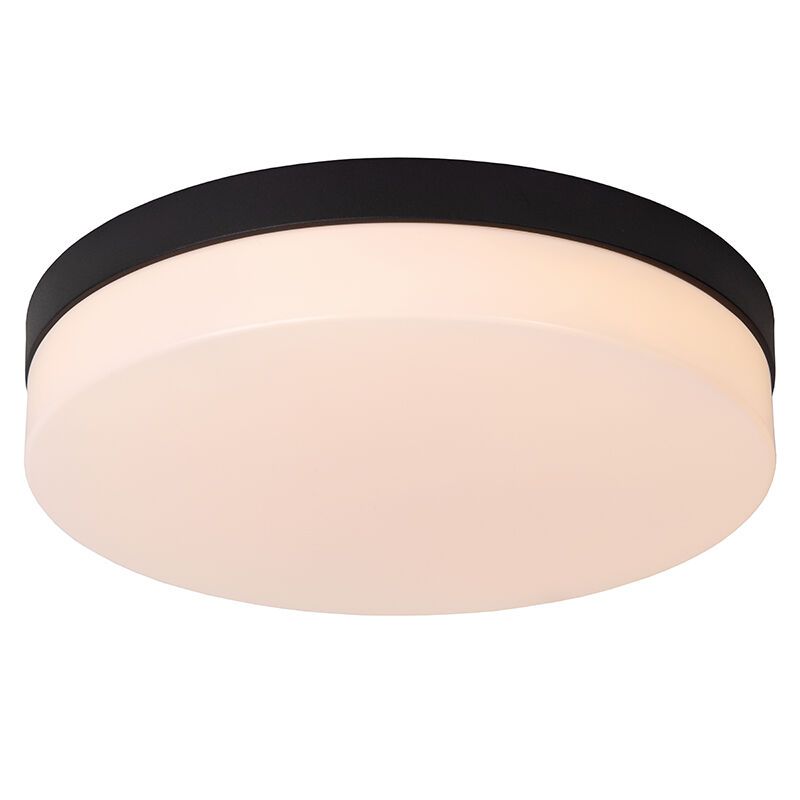 Zwarte badkamer plafondlamp kunststof, Biskit, 24W, 2700K LED, IP44 Zwarte badkamer plafondlamp kunststof, Biskit, 24W, 2700K LED, IP44