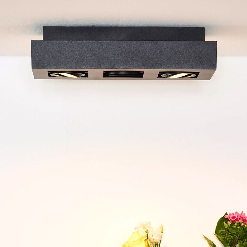 Zwarte dim to warm plafondspot Xirax, incl. 3x 5w GU10