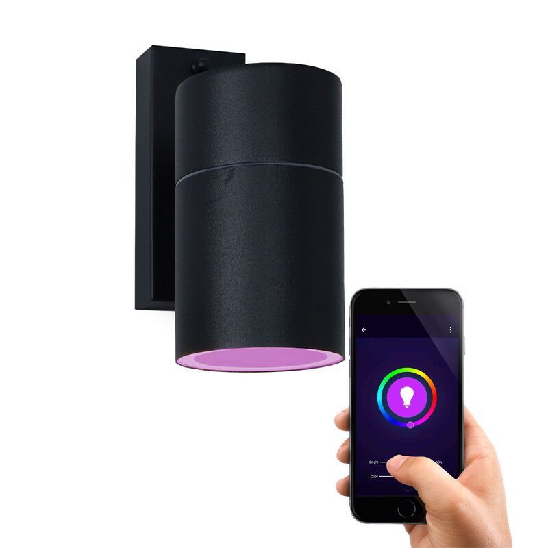 Moderne smart buitenlamp zwart, Pedro, IP44, 4,5W, RGBW Moderne smart buitenlamp zwart, Pedro, IP44, 4,5W, RGBW