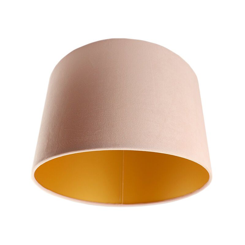 Lichtroze/gouden velours lampenkap Madelyn, 30 cm Lichtroze/gouden velours lampenkap Madelyn, 30 cm