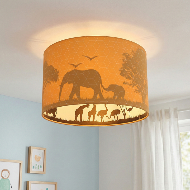 Oranje dieren kinderkamer plafondlamp Safari, Binnenzijde doorschijnend Oranje dieren kinderkamer plafondlamp Safari, Binnenzijde doorschijnend