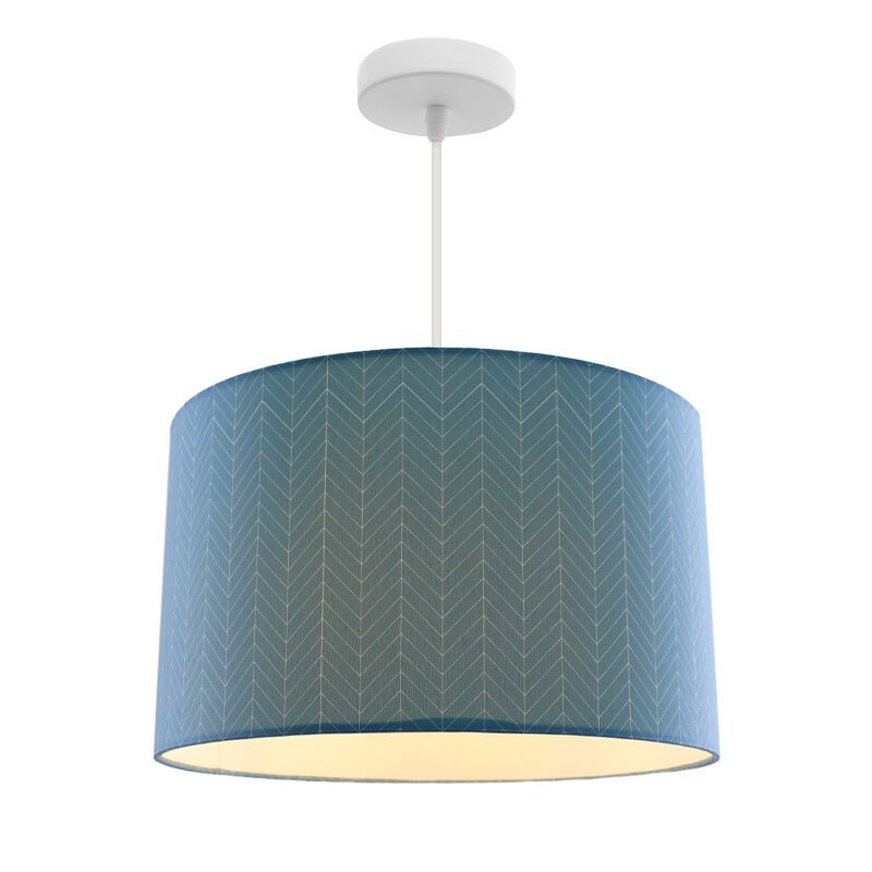 Petrol blauwe hanglamp met lijntjesmotief